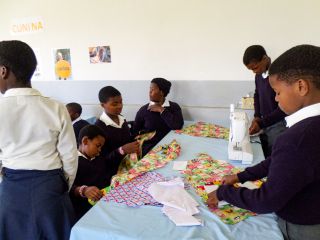 Grade 6 Sewing their Tunics 12 10 17 b